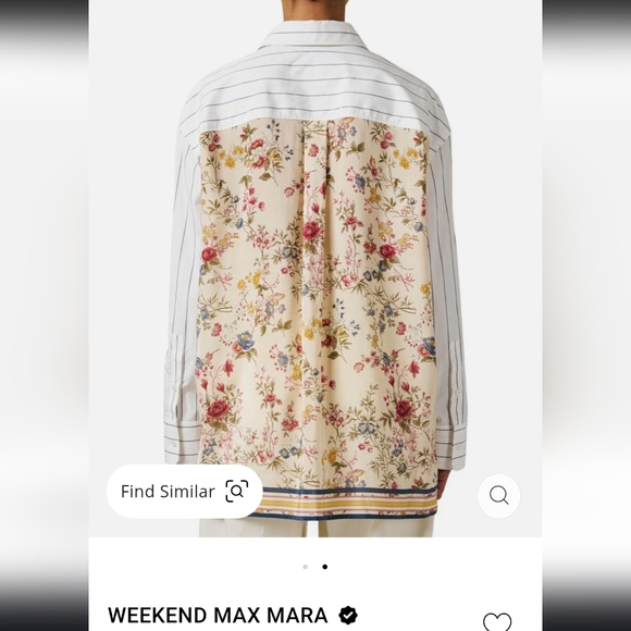 Weekend Max Mara Tops - Weekend Max Mara Floral Back Panel Shirt NWOT